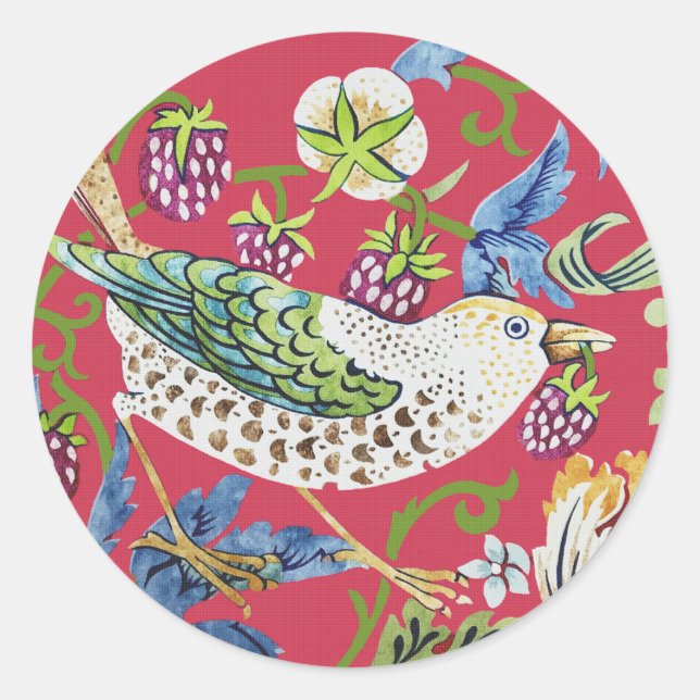 Pegatina Redonda Thief de fresa William Morris (Anverso)