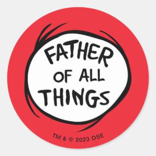 Pegatina Redonda Thing One Thing Two - Padre de todas las cosas