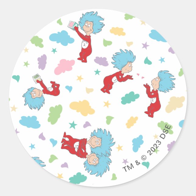 Pegatina Redonda Thing One Thing Two Sweet Things Pattern (Anverso)