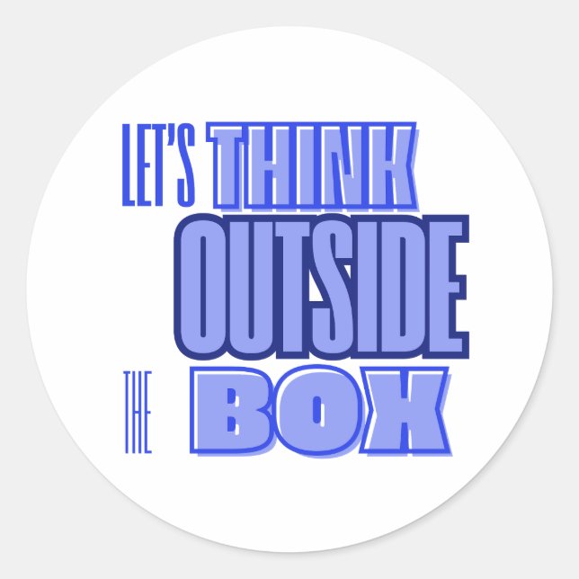 Pegatina Redonda Think Outside the Box (Anverso)