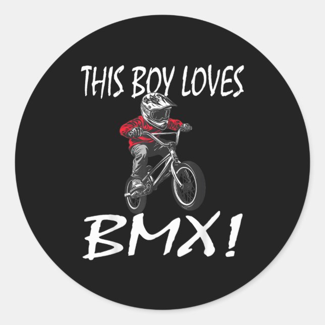 Pegatina Redonda This Boy Loves Bmx, Kids Bmx  (Anverso)