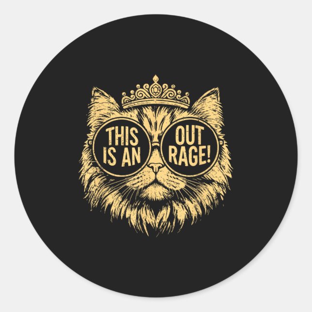 Pegatina Redonda This Is An Outrage Funny Princess Cat Donut Gold W (Anverso)
