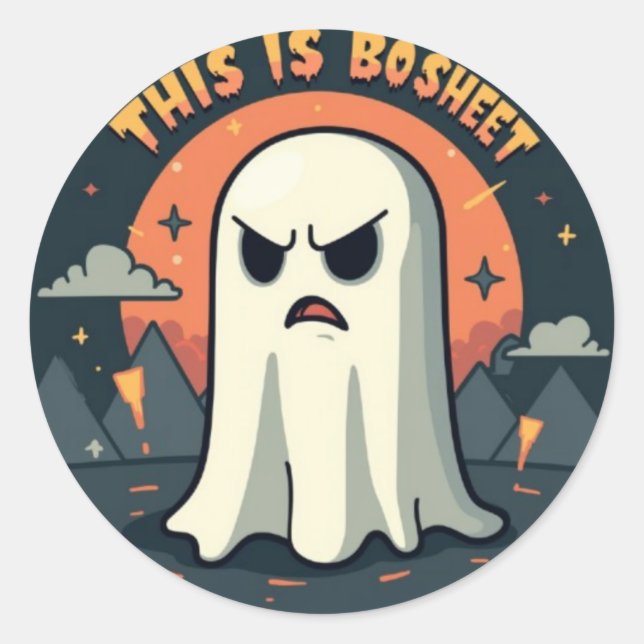 Pegatina Redonda This Is BoSheet: Grumpy Ghost Halloween  (Anverso)