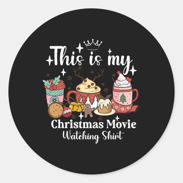 Pegatina Redonda This Is My Christmas Movie Watching Shirt Family M (Anverso)