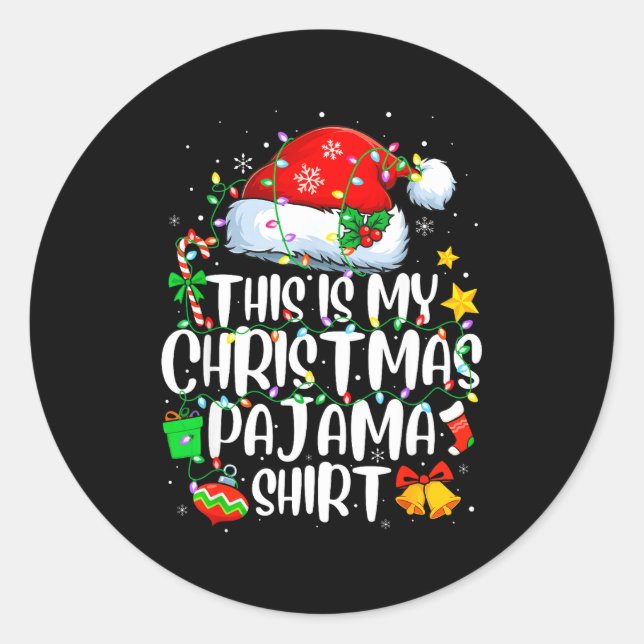 Pegatina Redonda This Is My Christmas Pajama Shirt Funny Xmas Pjs M (Anverso)