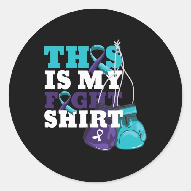 Pegatina Redonda This Is My Fight Suicide Prevention Fighter Strong (Anverso)