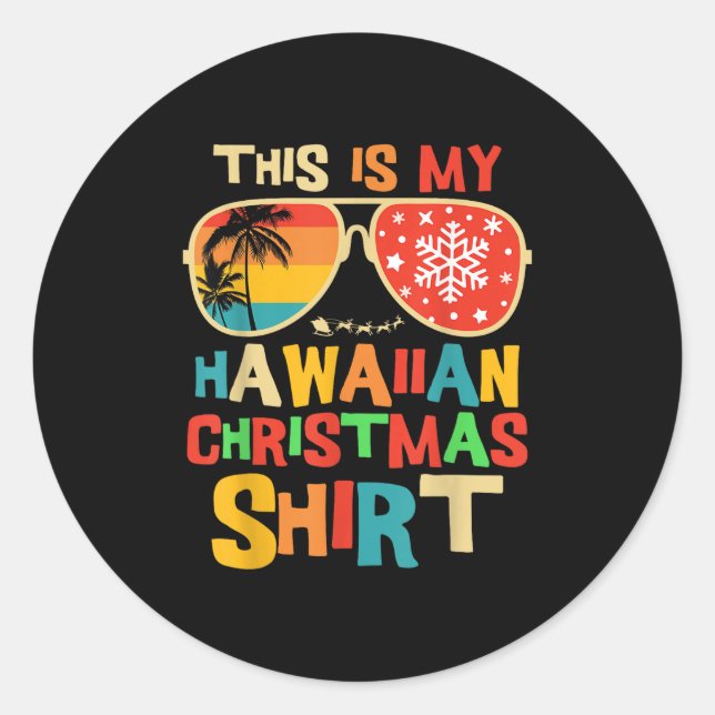 Pegatina Redonda This Is My Hawaiian Christmas Pajama Matching Fami (Anverso)