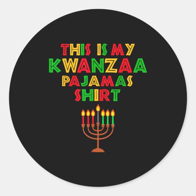 Pegatina Redonda This Is My Kwanzaa Pajamas Seven Principles Candle (Anverso)