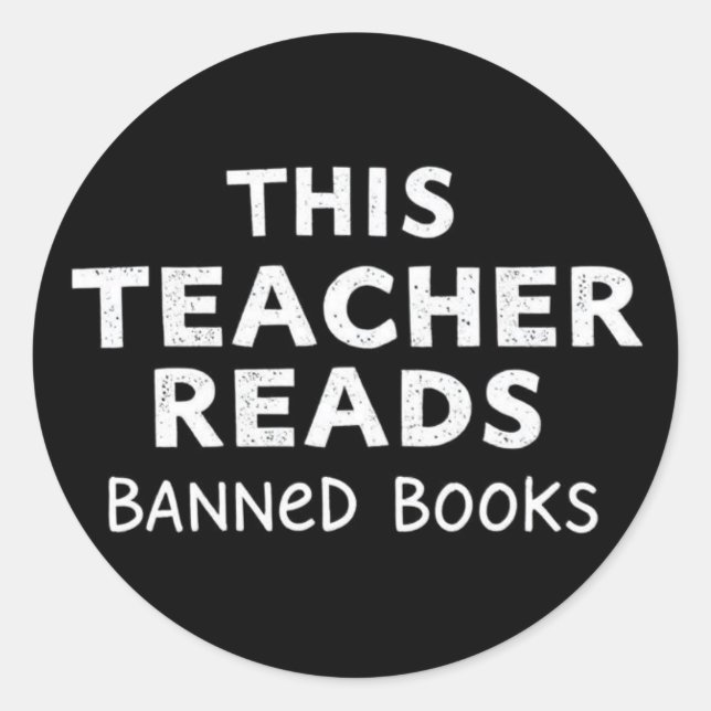 Pegatina Redonda This Teacher Reads Banned Books Graphic (Anverso)