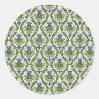 Pegatina Redonda Thistle Damask de Escocia