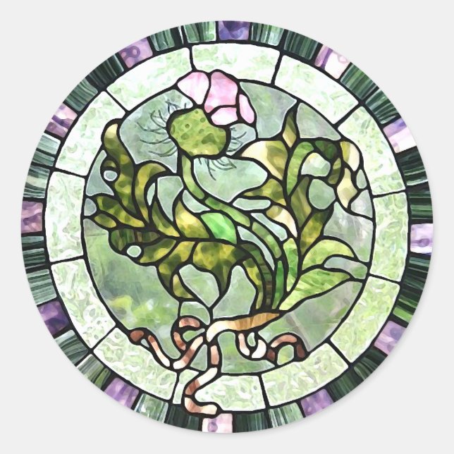 Pegatina Redonda Thistle escocés (Anverso)