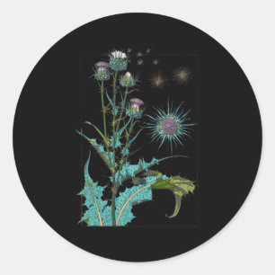 Pegatina Redonda Thistle Flower Scotland Love Scottish Thistle