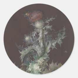 Pegatina Redonda Thistle with Insects 1755 Johann C. Dietzsch