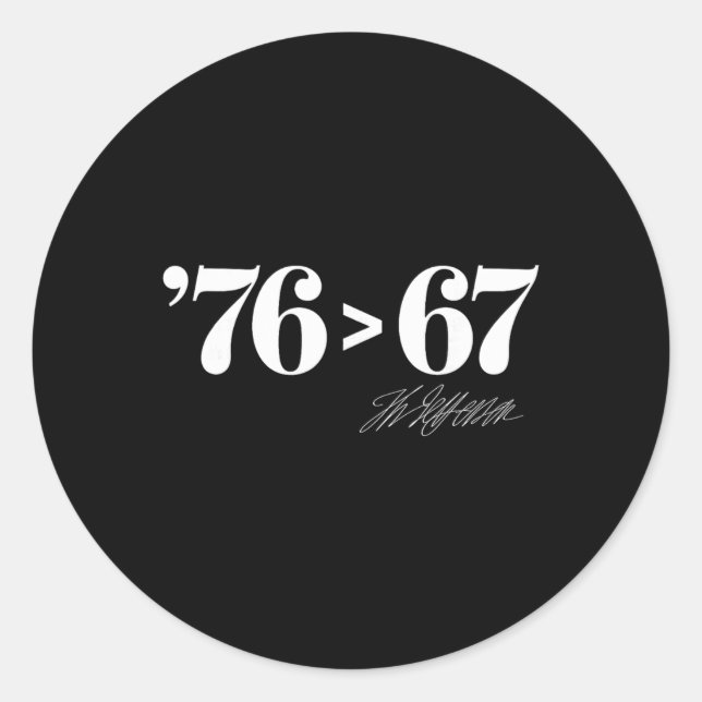 Pegatina Redonda Thomas Jefferson 76 > 67 Evidente Minimal M (Anverso)