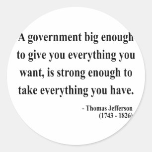 Pegatina Redonda Thomas Jefferson Cita 1a