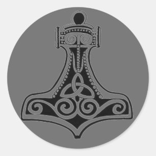 Pegatina Redonda Thors Hammer