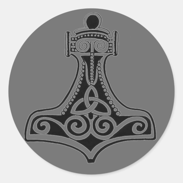 Pegatina Redonda Thors Hammer (Anverso)