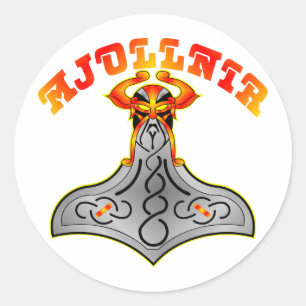 Pegatina Redonda Thor's Hammer Mjollnir