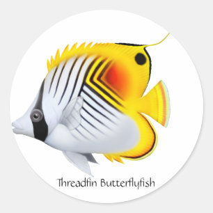 Pegatina Redonda Threadfin Auriga Mariposa Personalizable Palo