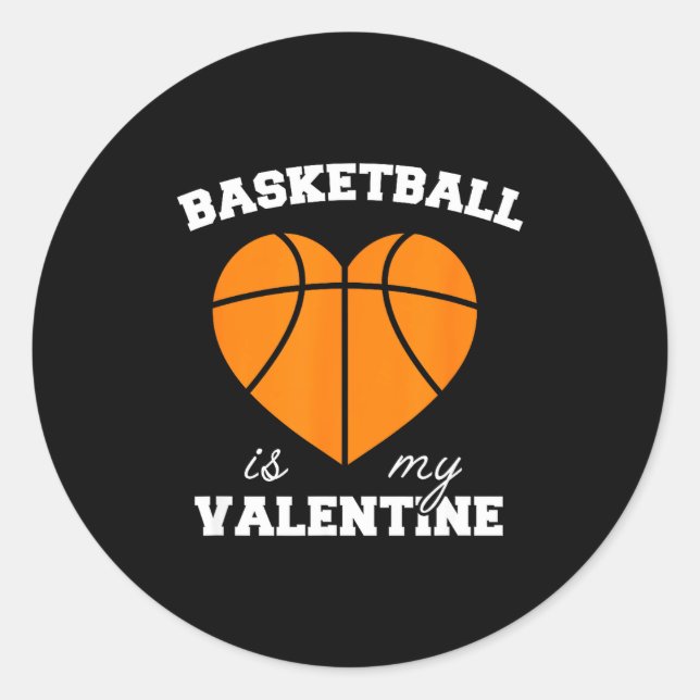 Pegatina Redonda Threadrock Basketball Is My Valentine - Women's Un (Anverso)