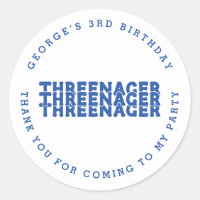Threenager Name 3Cumpleaños Blue Gracias