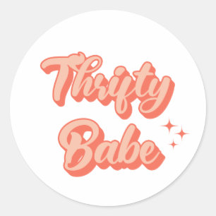 Pegatina Redonda Thrifty Babe Retro