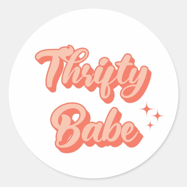 Pegatina Redonda Thrifty Babe Retro (Anverso)