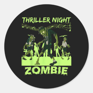 Pegatina Redonda Thriller Night Halloween Dancing Zombie