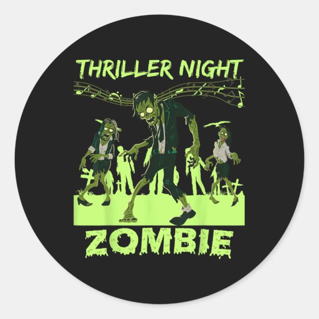 Pegatina Redonda Thriller Night Halloween Dancing Zombie (Anverso)