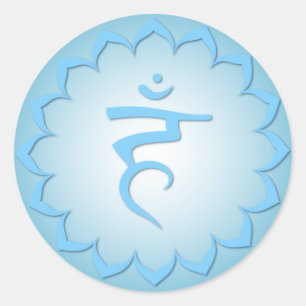 Pegatina Redonda Throat Chakra - Azul claro