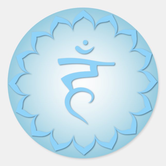 Pegatina Redonda Throat Chakra - Azul claro (Anverso)