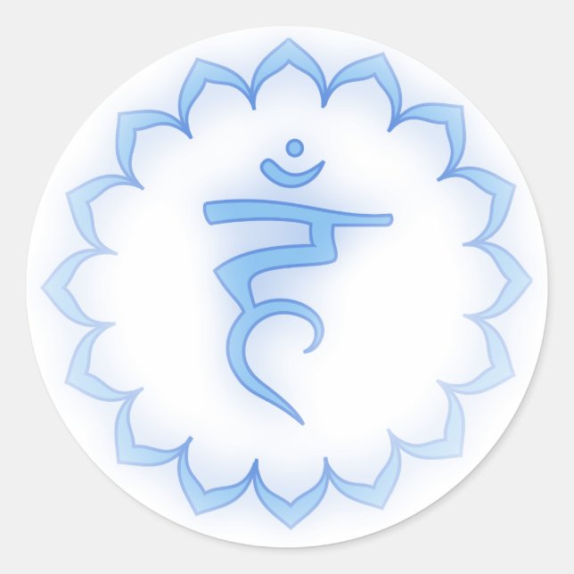 Pegatina Redonda Throat Chakra "Stenciado" - Azul claro (Anverso)