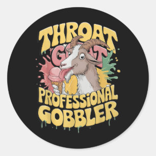 Pegatina Redonda Throat Goat Profesional Gobbler Retro Inapropiado