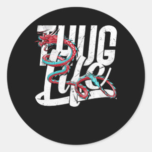 Pegatina Redonda Thug Life Dragon