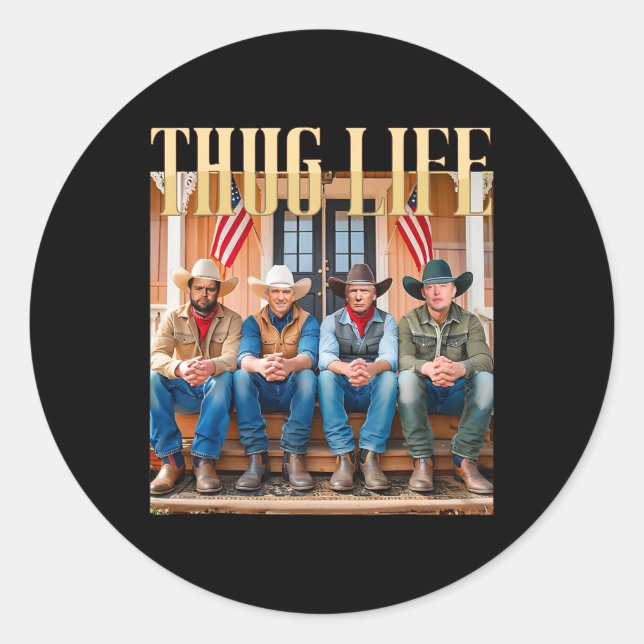 Pegatina Redonda Thug Life Trump Vance Kennedy Elon (Anverso)