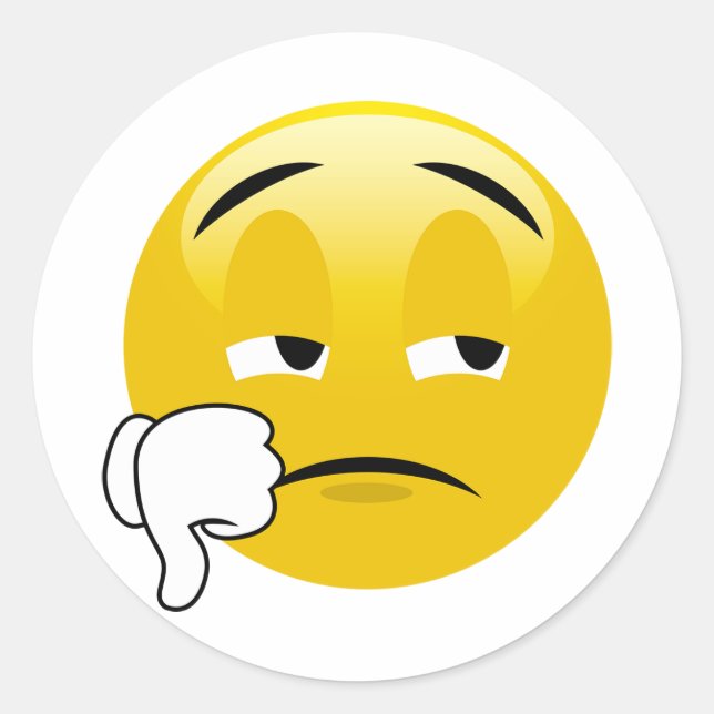 Pegatina Redonda Thumbdown Triste Emoji Pegatinas (Anverso)