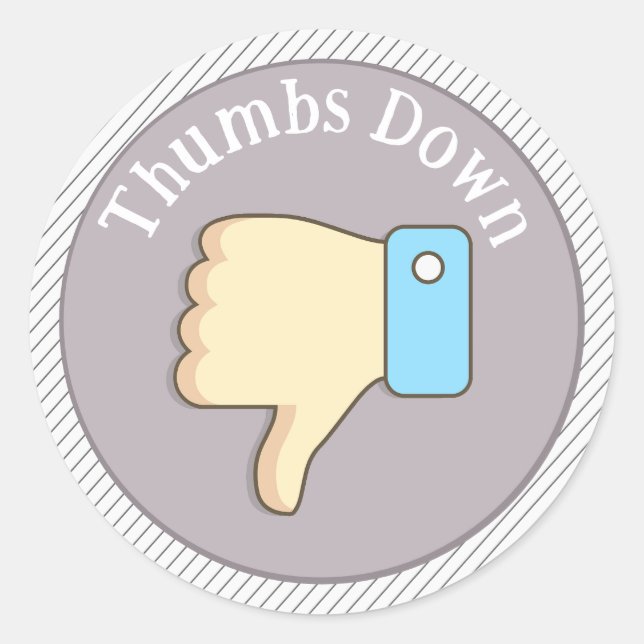 Pegatina Redonda Thumbs Down Hand Purple (Anverso)