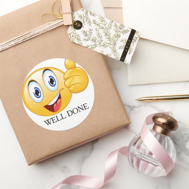 Pegatina Redonda ThumbUp Emoji Bien Hecho Cara Feliz Personalizada (Regalar)