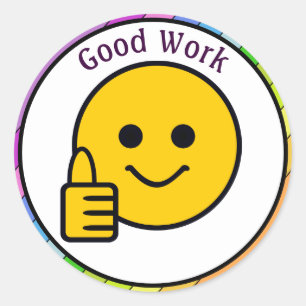 Pegatina Redonda Thumbup Face Good Work