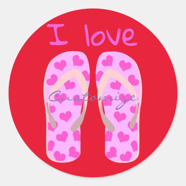 Pegatina Redonda Thunder_Cove con Flip-Flops rosa (Anverso)