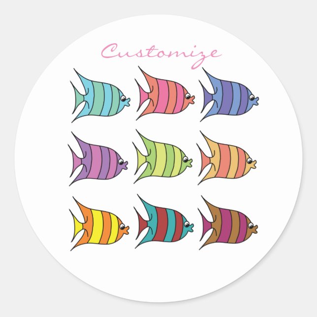 Pegatina Redonda Thunder_Cove de pez tropical multicolor (Anverso)