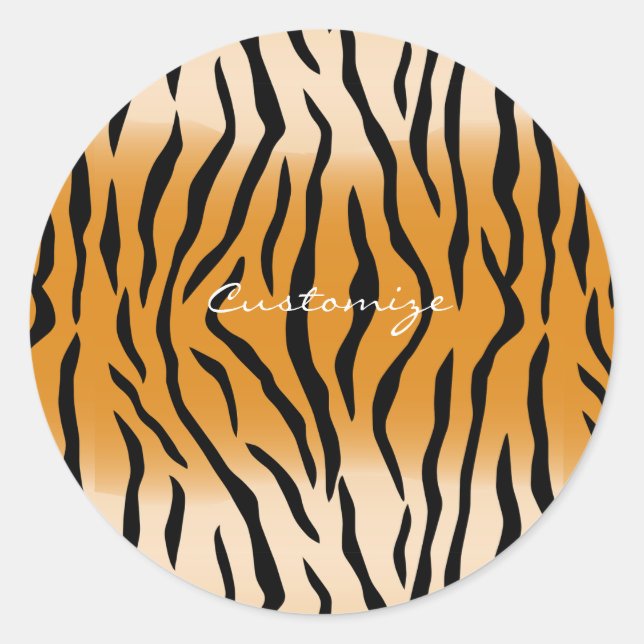 Pegatina Redonda Thunder_Cove del patrón de bandas de tigre (Anverso)