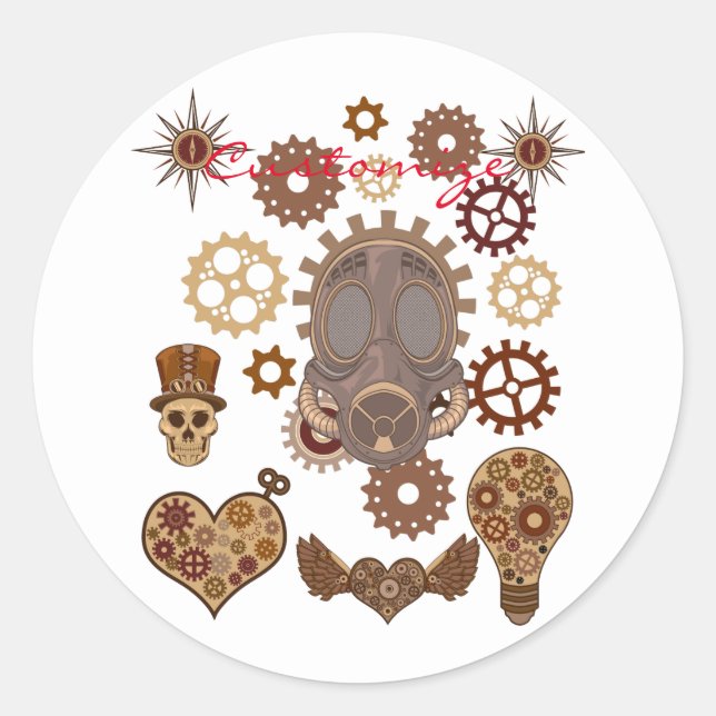 Pegatina Redonda Thunder_Cove del tema Steampunk (Anverso)