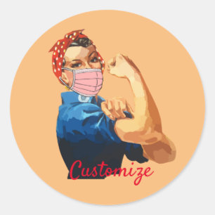 Pegatina Redonda Thunder_Cove: Empoderamiento femenino enmascarado 