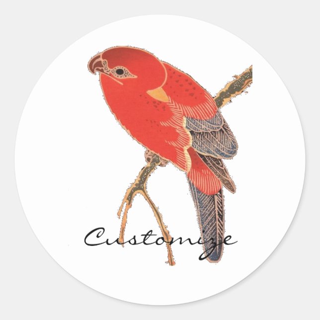 Pegatina Redonda Thunder_Cove, loro rojo tropical (Anverso)