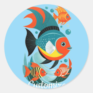 Pegatina Redonda Thunder_Cove, variedad de peces tropicales