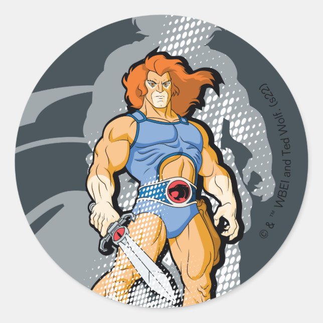 Pegatina Redonda ThunderCats | Gráfica de Sombra de León-O Halftton (Anverso)