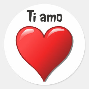 Pegatina Redonda Ti amo - Te amo en italiano