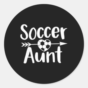 Pegatina Redonda Tía de fútbol Corazón Tía amante del deporte Día d