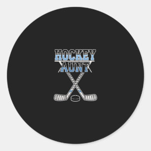 Pegatina Redonda Tía de hockey sobre hielo orgullosa tía de jugador